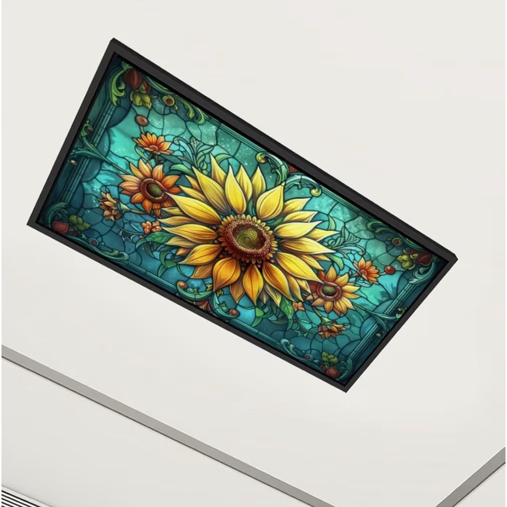 Sunflower Stained Glass Ceiling Panel - Yellow and Green